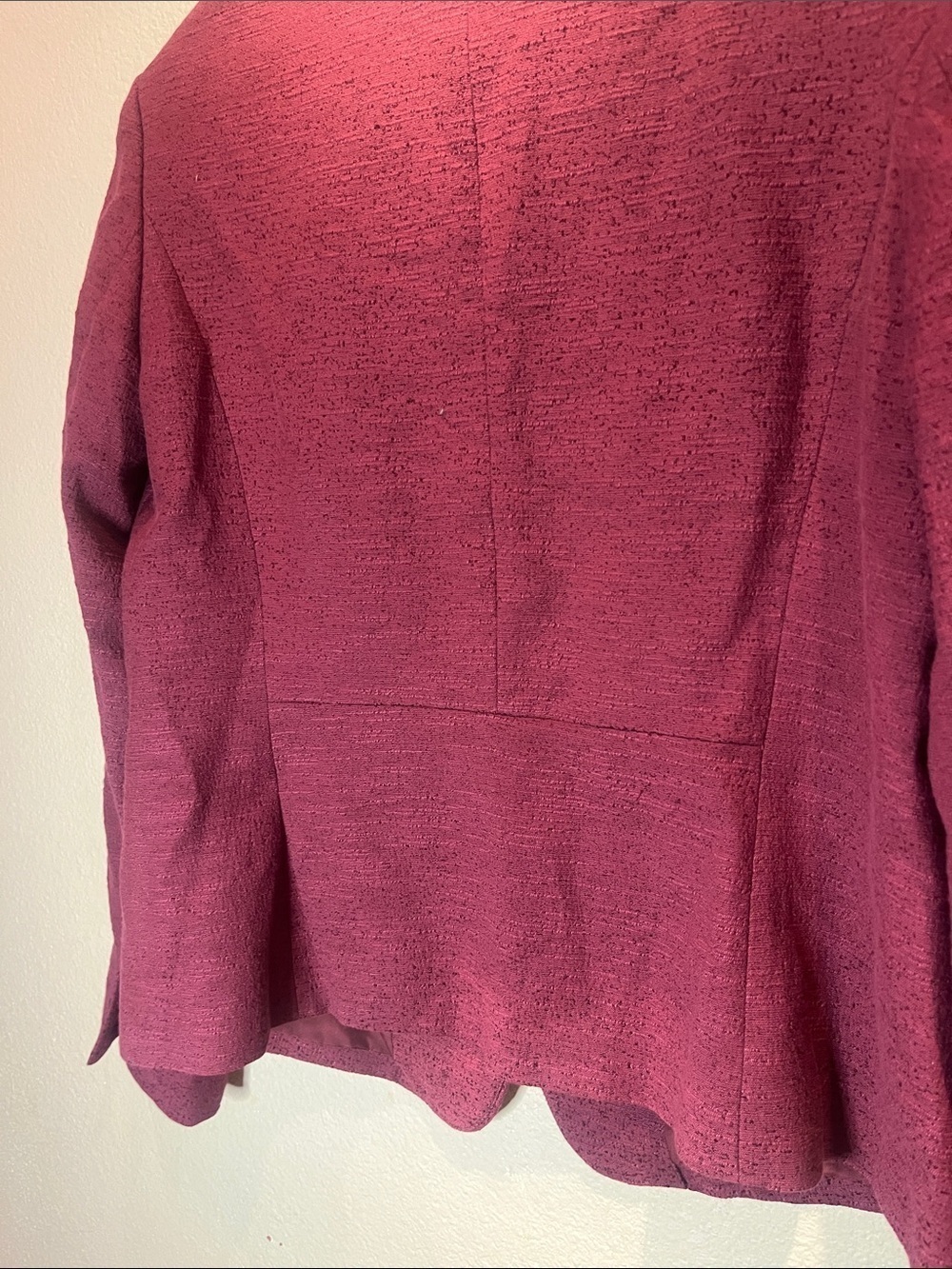 New Ann Taylor LOFT Women’s Textured Single Button Blazer Burgundy Wine Size 14 - Picture 10 of 10